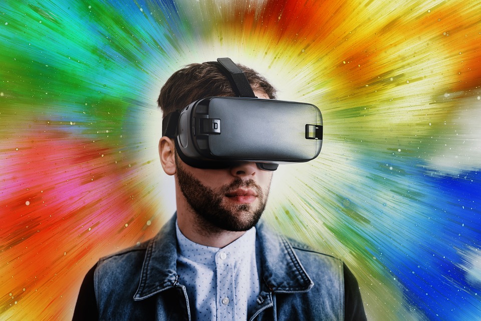 man wearing vr goggles