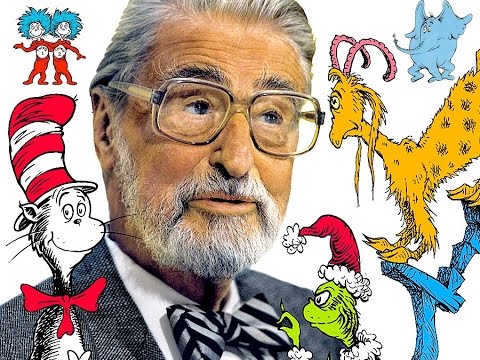 Photo of Dr. Seuss with some of his characters.