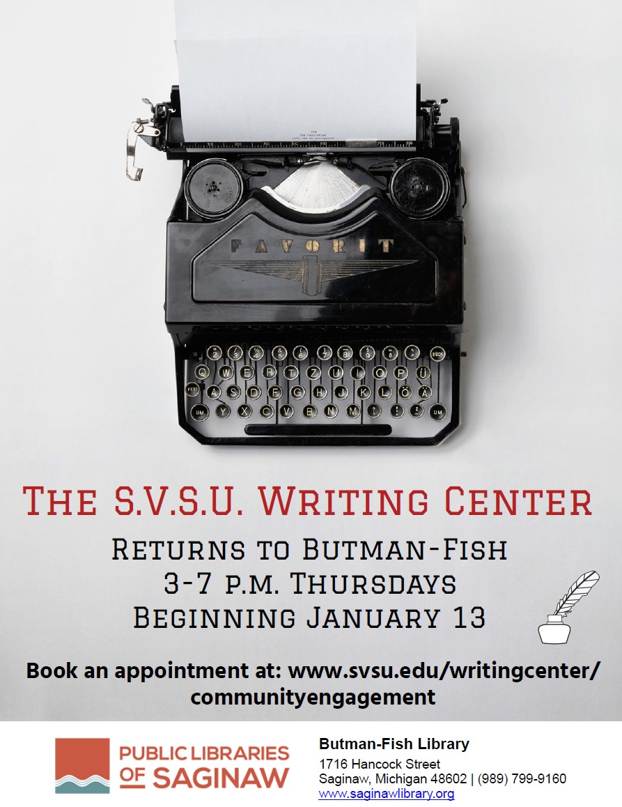 SVSU Writing Center returns to Butman-Fish Library beginning January 13, 2022
