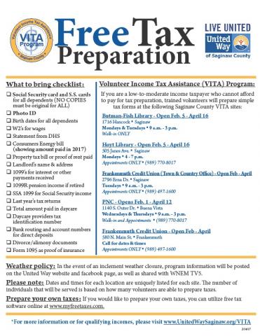 VITA MONDAYS AND TUESDAY 9 - 3 UNTIL APRIL 17TH