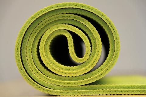 rolled up yoga mat