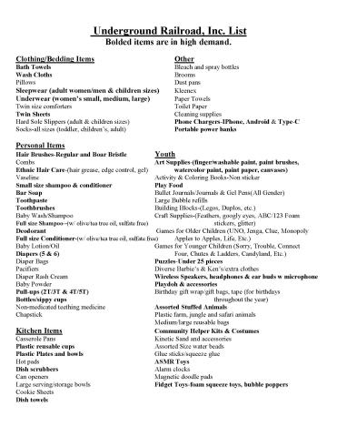 Donation Wish List