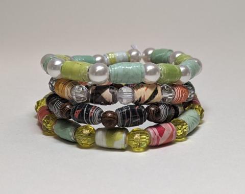 Stack of 4 beaded bracelets