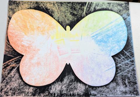 Butterfly Chalk Art on black background