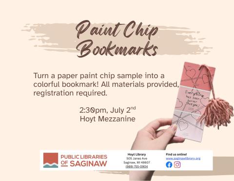 Paint Chip Bookmarks flyer
