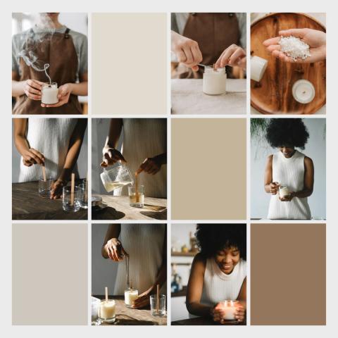 Collage of candle making process
