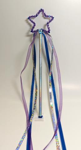 star wand made from drinking straw, beads and ribbon.