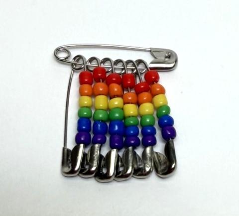 decorative beaded pin using safety pins and colorful seed beads