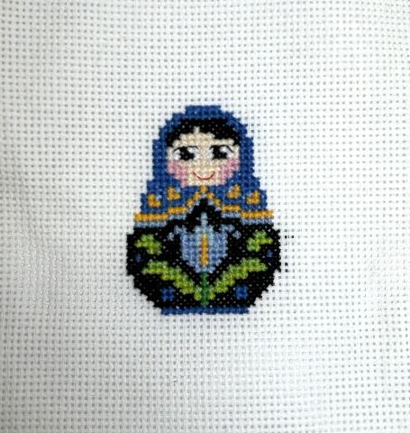 spring time cross stitch matryoshka