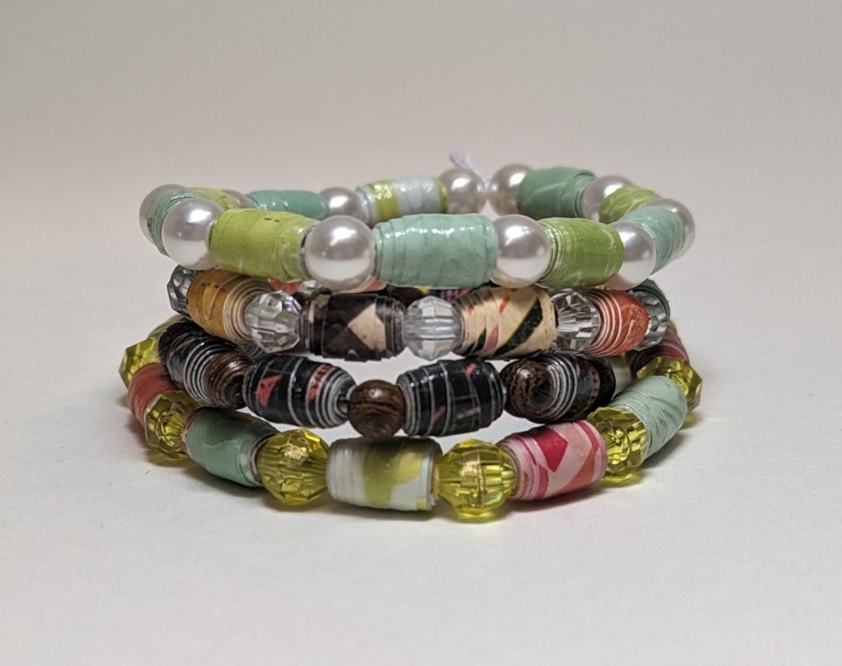 Stack of 4 beaded bracelets
