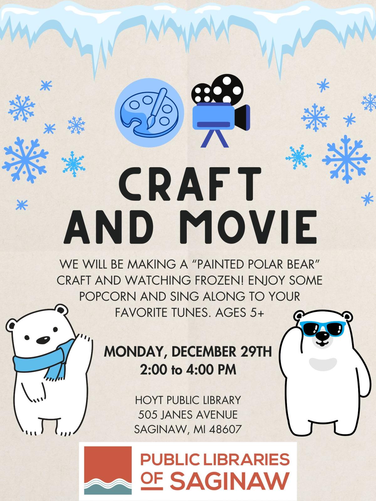 Craft and Movie, Hoyt Library, December 29, 2-4pm