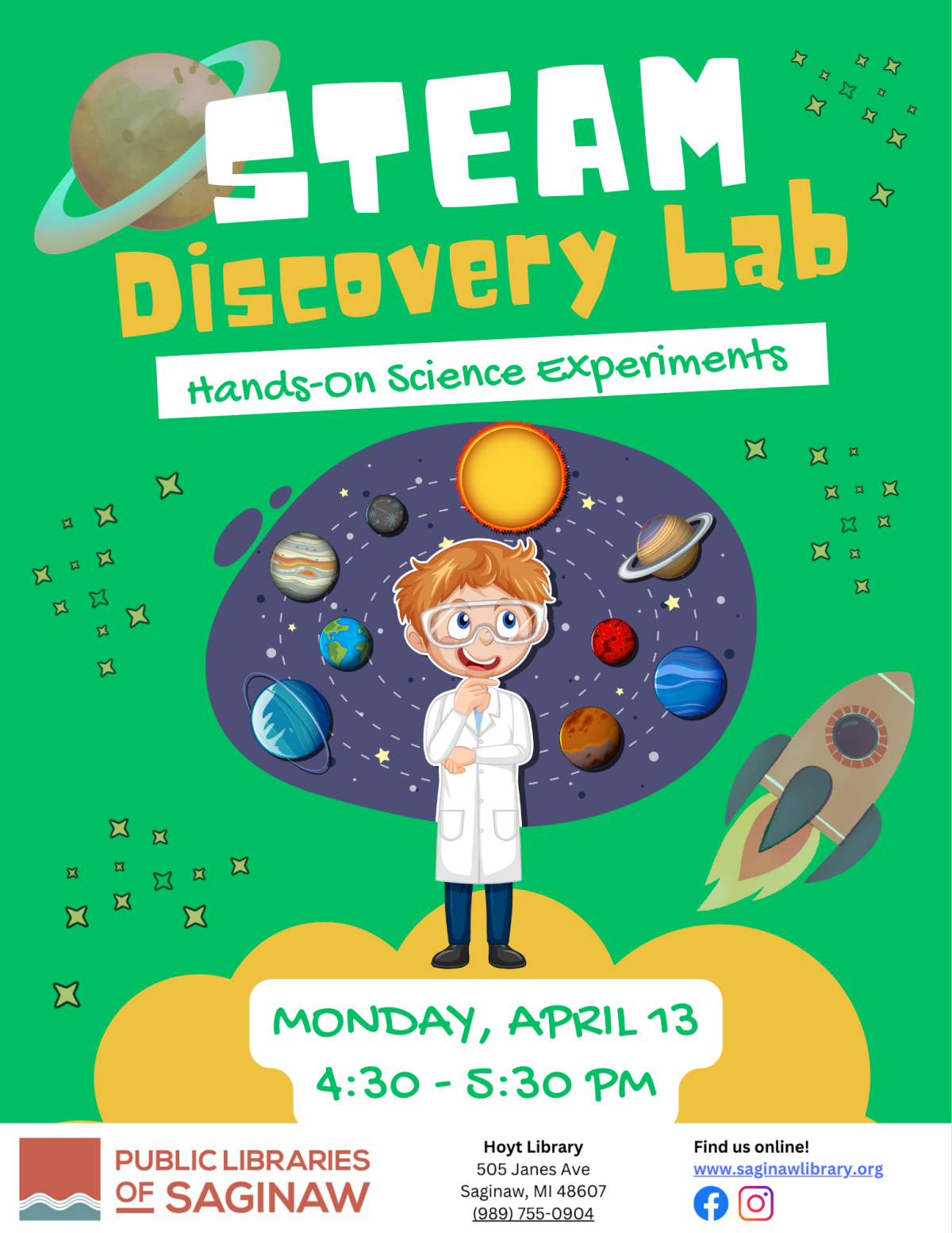 STEAM Discovery Lab, Hoyt Library, April 13 4:30 - 5:30